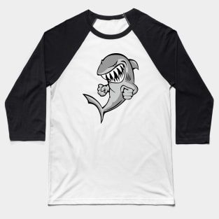 Shark With Attitude Cartoon Baseball T-Shirt